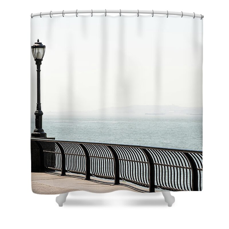 Tranquility Shower Curtain featuring the photograph Lamp At The Boardwalk by Andreas Schott