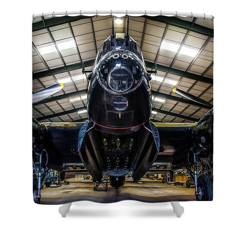 Aeroplane Shower Curtain featuring the photograph Lancaster Bomber Just Jane by Scott Lyons