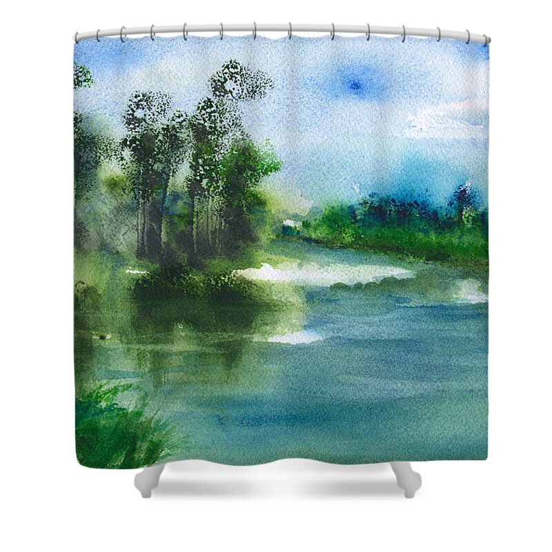 Landscape Shower Curtain featuring the painting Landscape Abstract 3 by Frank Bright