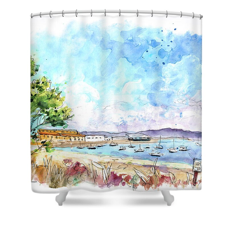 Travel Shower Curtain featuring the painting Landscape Of Galicia 03 by Miki De Goodaboom