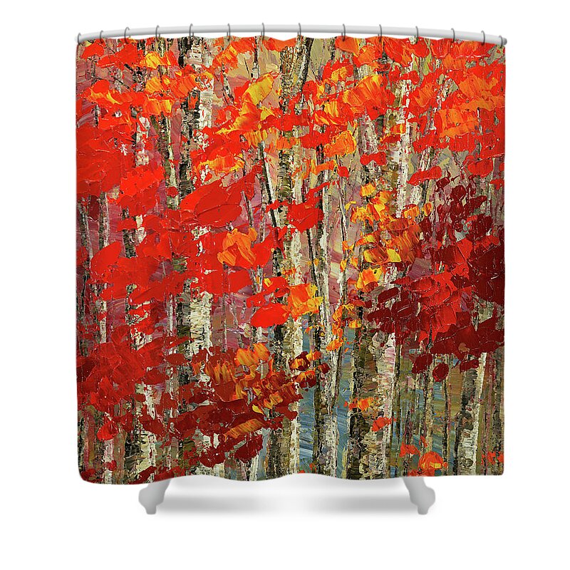 Fall Shower Curtain featuring the painting Incense and Scarlet by Tatiana Iliina