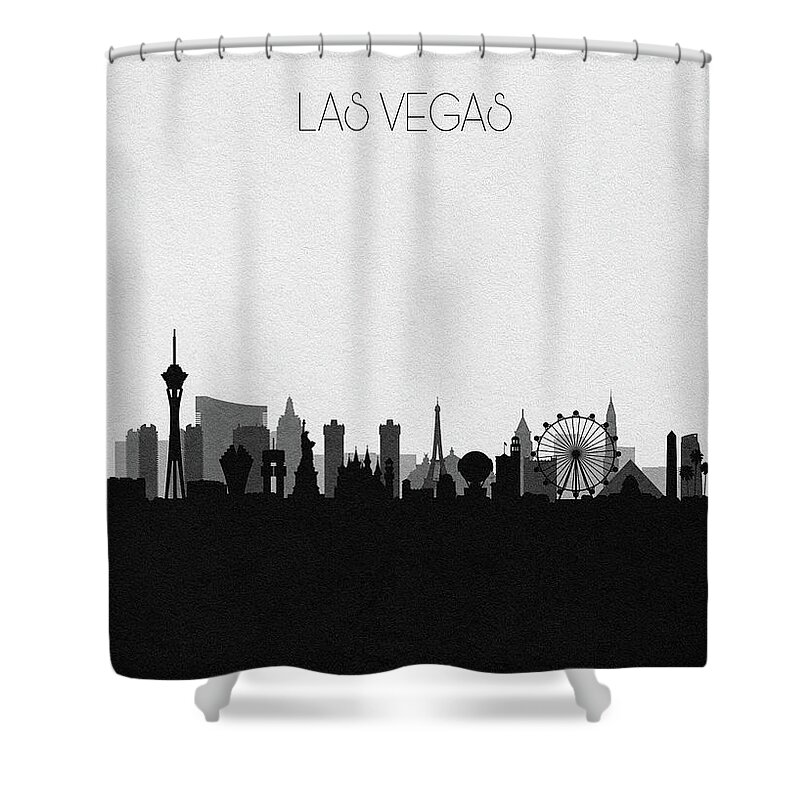 Las Vegas Shower Curtain featuring the digital art Las Vegas Cityscape Art V2 by Inspirowl Design