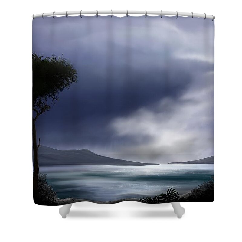 Last Light Of The Day Shower Curtain featuring the painting Last Light of the Day by Mark Taylor
