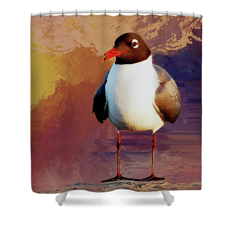 Gull Shower Curtain featuring the digital art Laughing Gull by Linda Cox