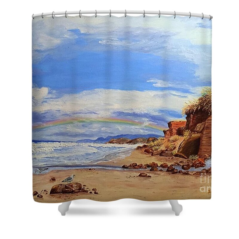Lincoln City Shower Curtain featuring the painting Laurens Lincoln City by Lisa Rose Musselwhite