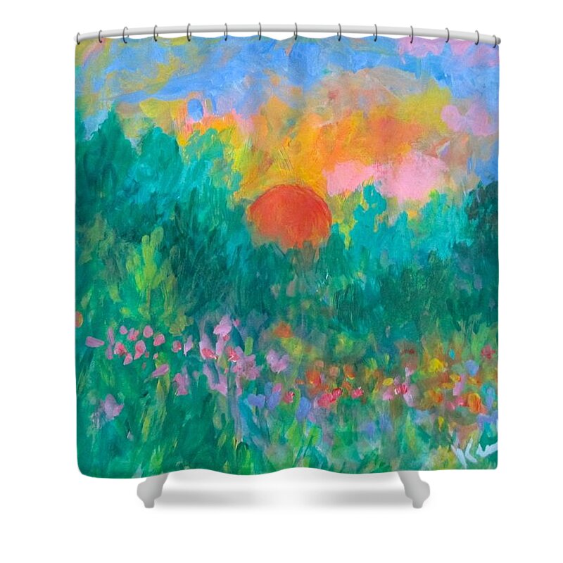 Kendall Kessler Shower Curtain featuring the painting Layers of Light by Kendall Kessler