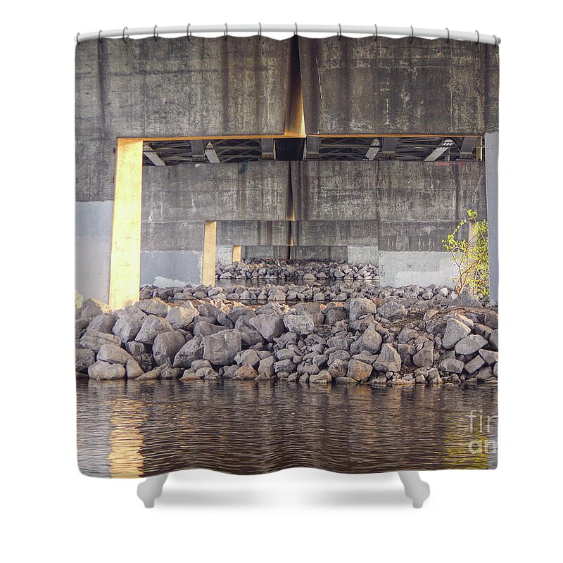 Ann Arbor Shower Curtain featuring the photograph Layers of Rock And Light by Phil Perkins
