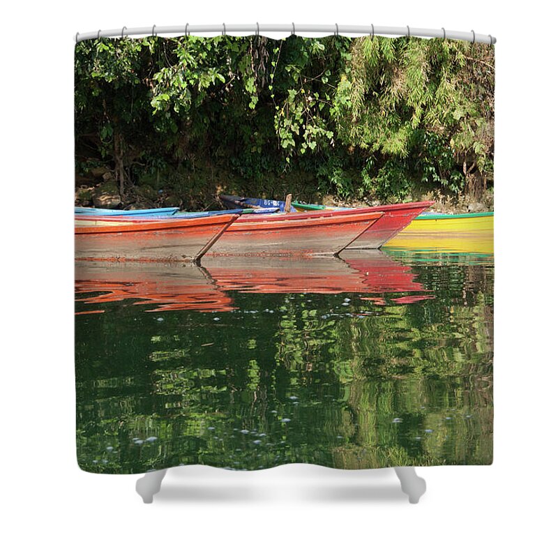 Boats Shower Curtain featuring the photograph Lazy Afternoon,Quiet Reflection by Leslie Struxness