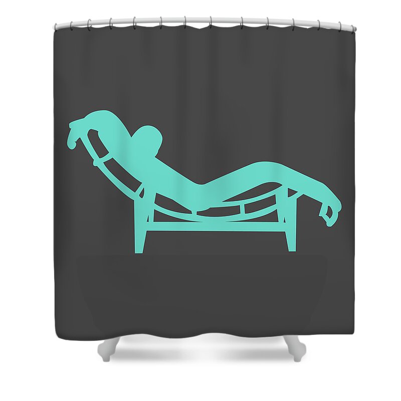 Minimalist And Tasteful Collection Mid-century Design Inspired Art. Beautiful And Clean Illustrations Of Iconic Furniture Shower Curtain featuring the mixed media Le Corbusier Chaise Lounge Chair I by Naxart Studio