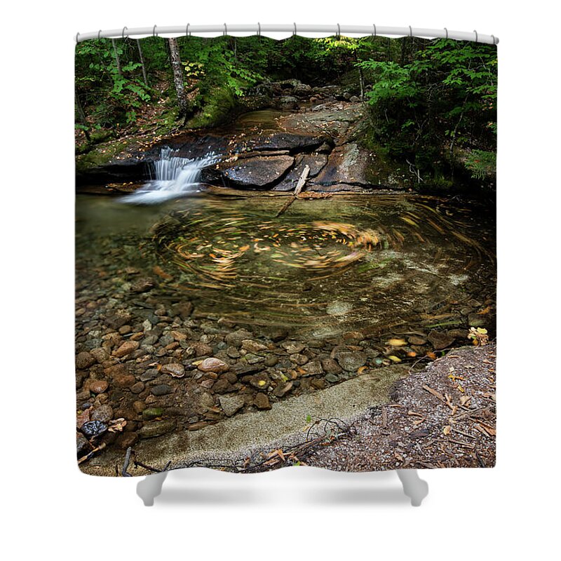Swirl Shower Curtain featuring the photograph Leaf Swirl at a Small Cascade in Franconia Notch State Park by William Dickman