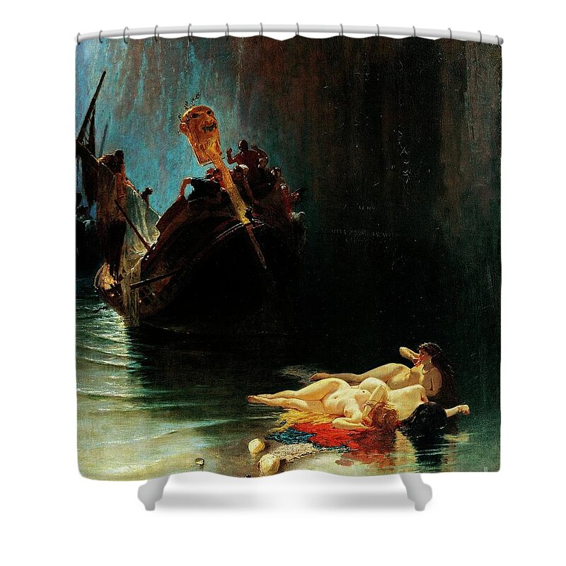 Siren Shower Curtain featuring the painting Legend Of Sirens by Eduardo Dalbono