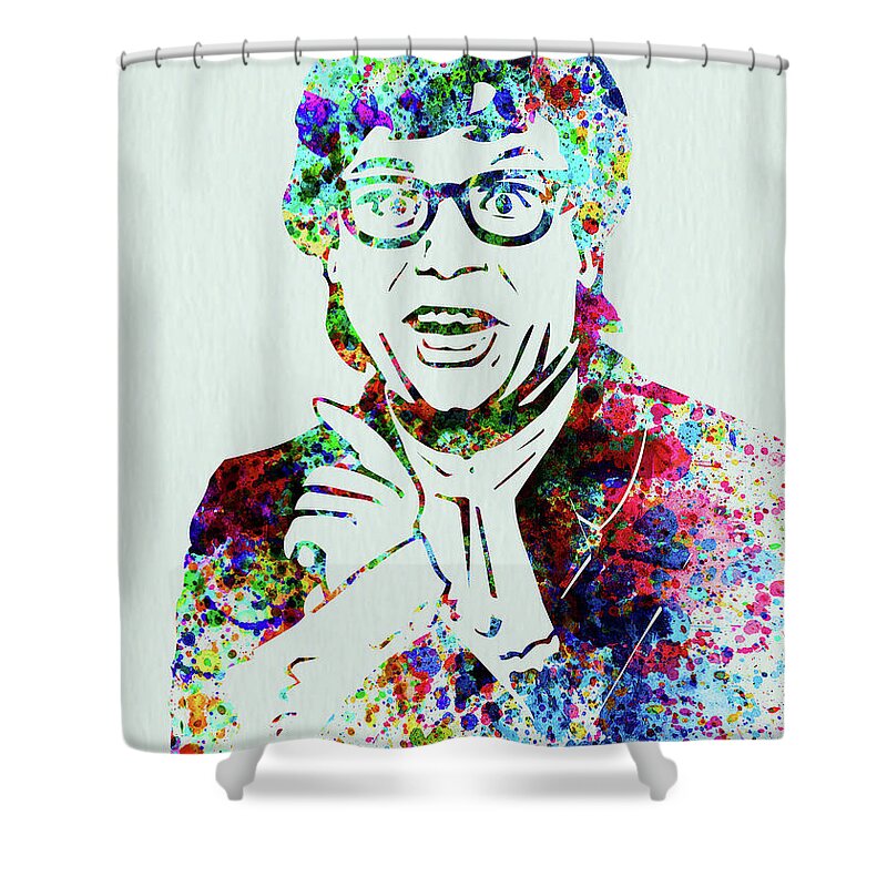 Austin Powers Shower Curtain featuring the mixed media Legendary Austin Powers Watercolor by Naxart Studio