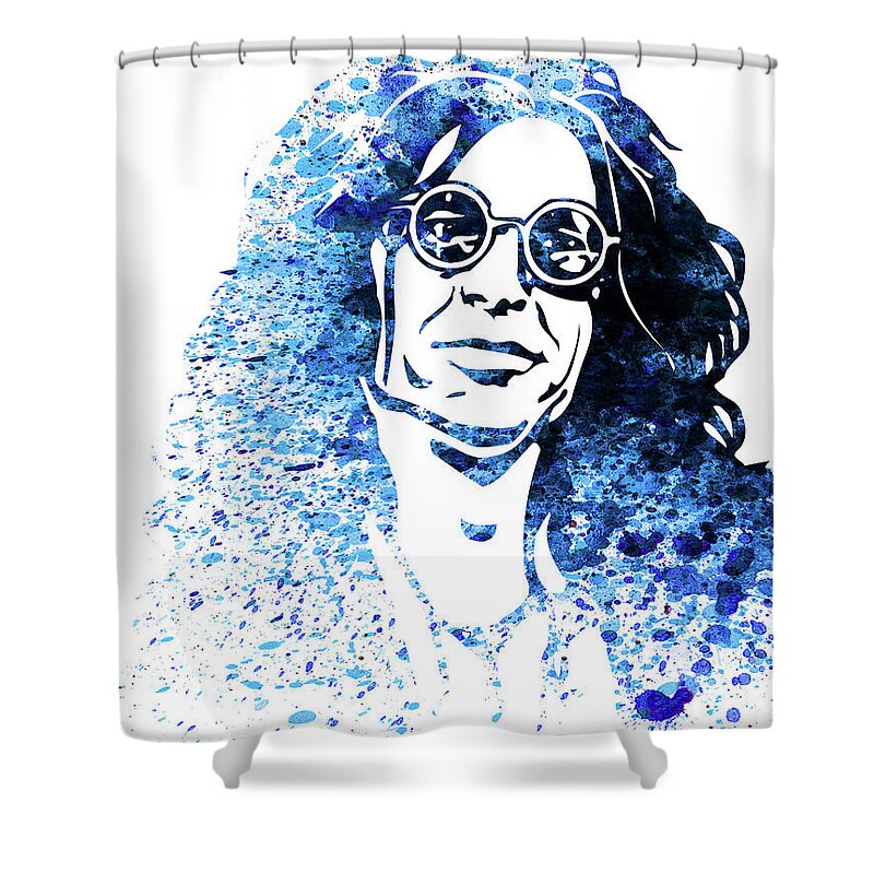 Howard Stern Shower Curtain featuring the mixed media Legendary Howard Stern Watercolor by Naxart Studio