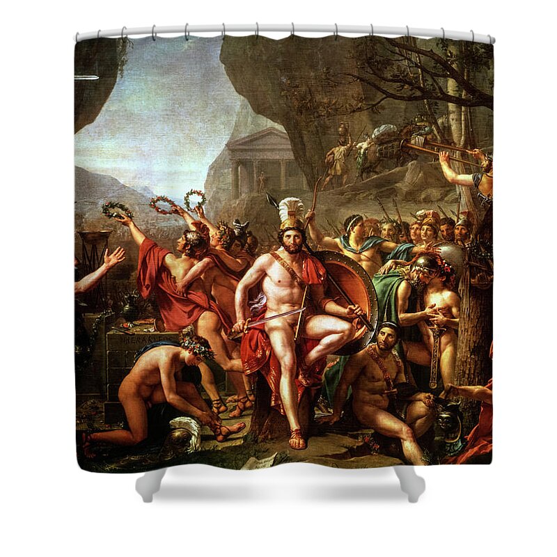 Jacques-louis David Shower Curtain featuring the painting Leonidas at Thermopylae, 1814 by Jacques-Louis David