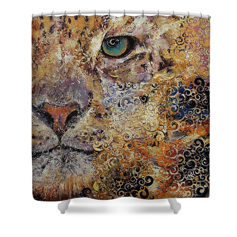Cat Shower Curtain featuring the painting Leopard Dynasty by Michael Creese