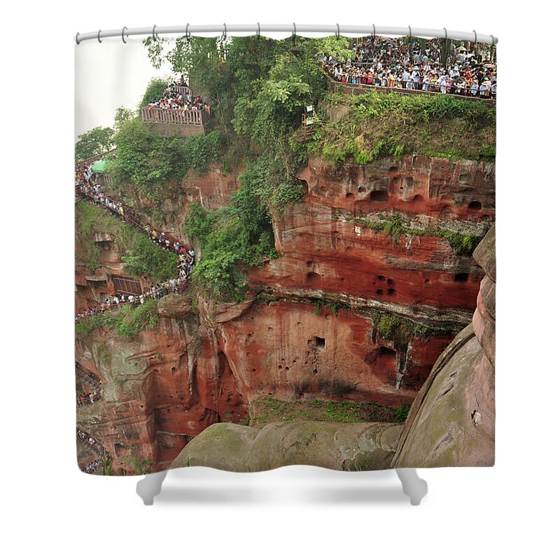 Chinese Culture Shower Curtain featuring the photograph Leshan Buddha by Asifsaeed313