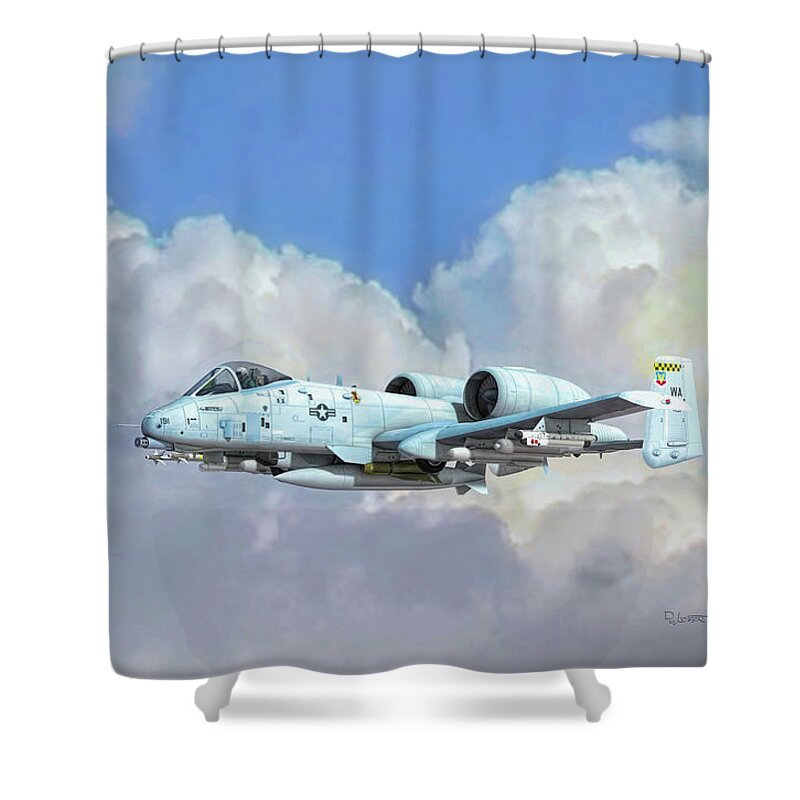 A-10 Shower Curtain featuring the digital art Lethal Weapon by David Luebbert