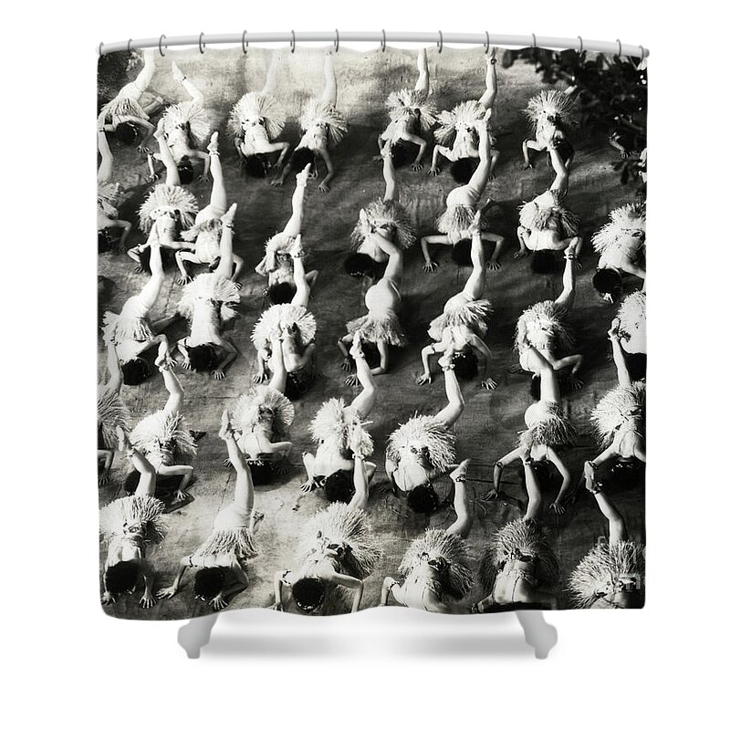 Chorus Girls Shower Curtain featuring the photograph Let's Go Native Dance Number by Sad Hill - Bizarre Los Angeles Archive