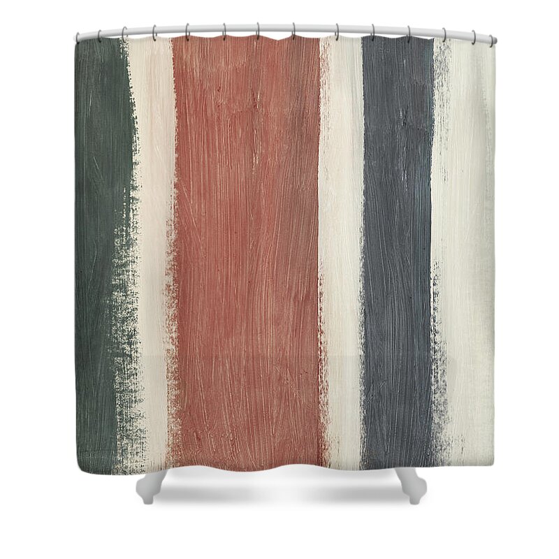 Abstract Shower Curtain featuring the mixed media Library- Art by Linda Woods by Linda Woods