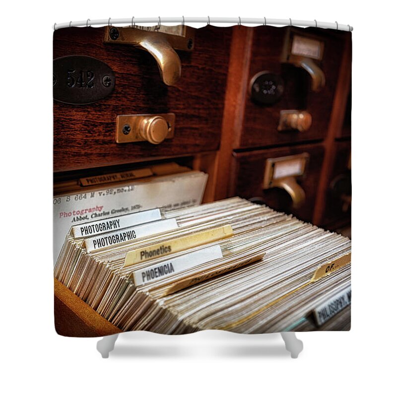 Bookworm Shower Curtain featuring the photograph Library Catalogue by C Renee Martin