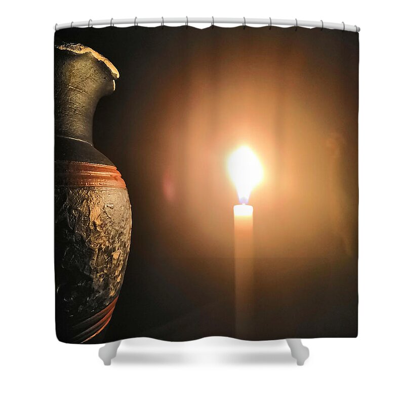Candle Light Shower Curtain featuring the photograph Light in the dark by Ian Batanda