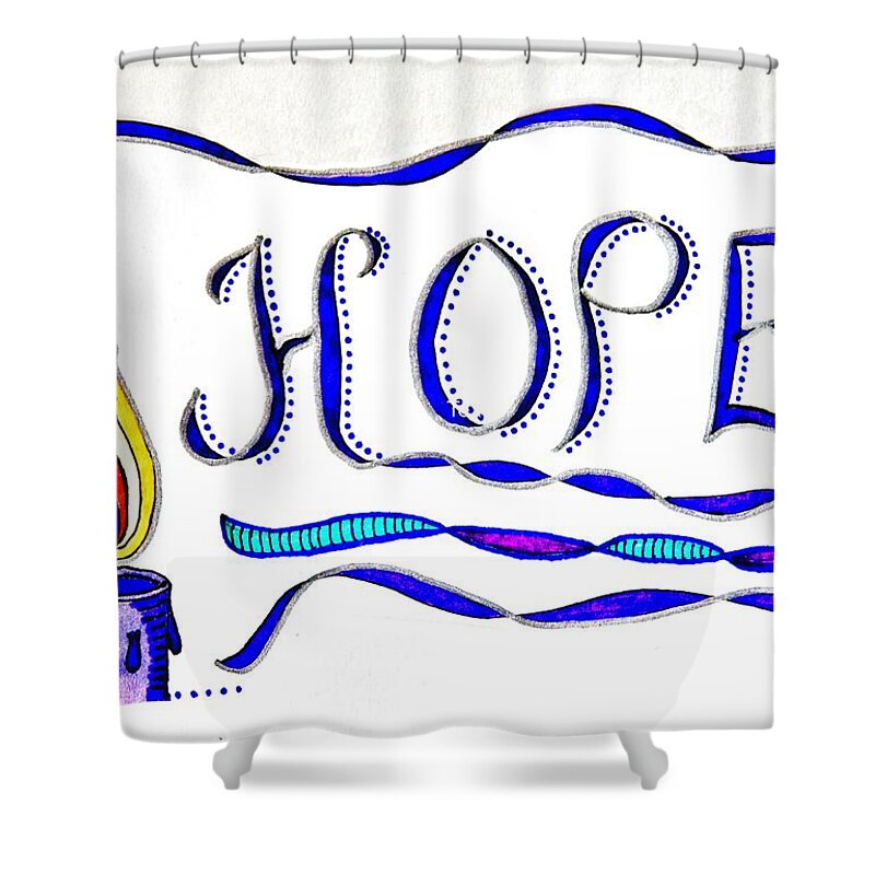 Hope Shower Curtain featuring the drawing Flame of Hope by Karen Nice-Webb
