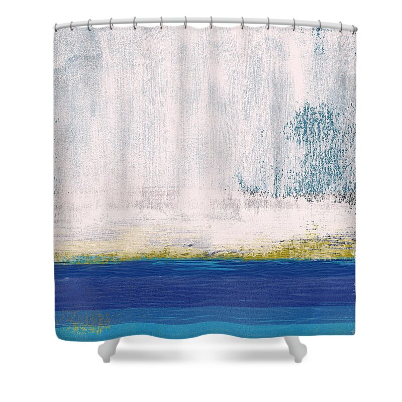 Abstract Shower Curtain featuring the painting Light Pink Sky Abstract Study II by Naxart Studio