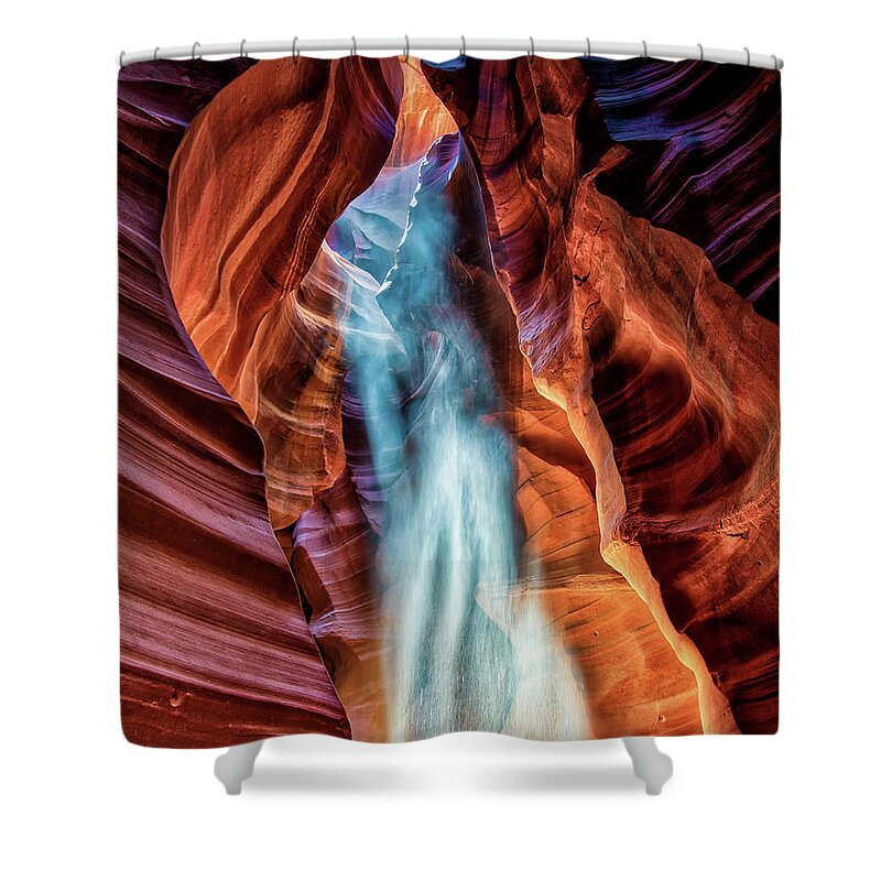 Light Shower Curtain featuring the photograph Light Rain In Antelope Canyon by David Soldano
