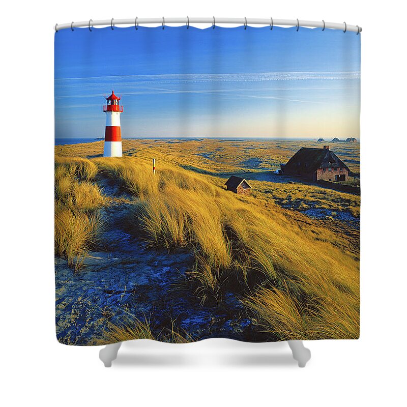 Estock Shower Curtain featuring the digital art Lighthouse by Gunter Grafenhain