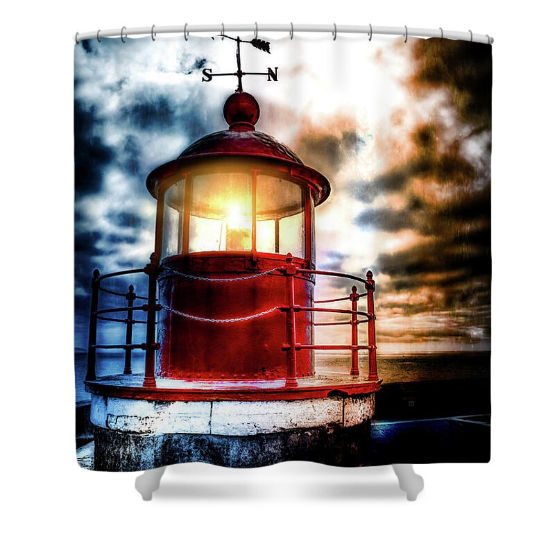 Farol Shower Curtain featuring the photograph Lighthouse on a stormy sky by Micah Offman