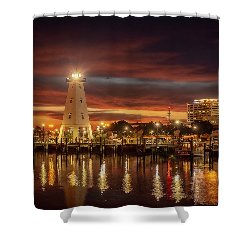 Lighthouse Shower Curtain featuring the photograph Lighthouse Reflection by JASawyer Imaging