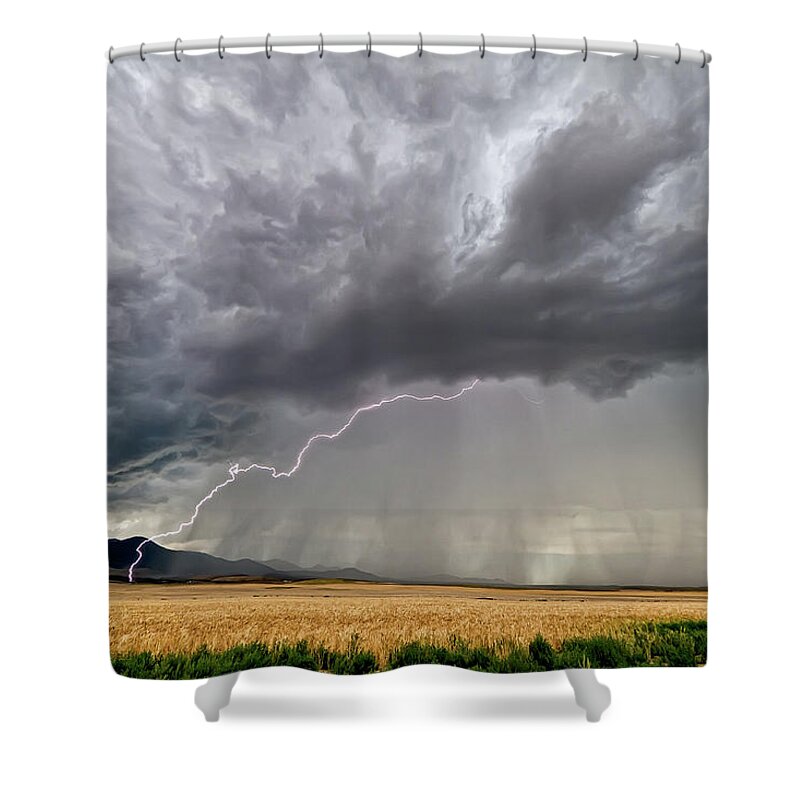 Grass Shower Curtain featuring the photograph Lightning Storm by Scott Stringham Photographer