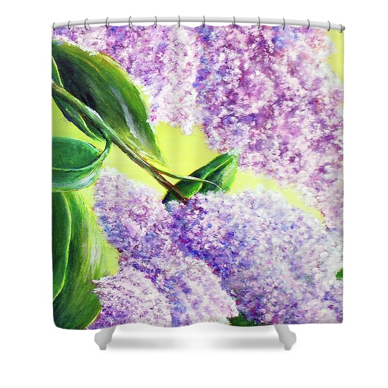Lilac Shower Curtain featuring the painting Lilac by Medea Ioseliani