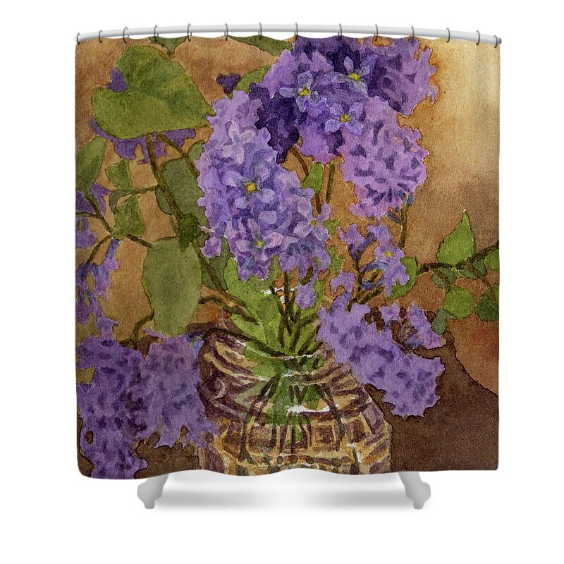 Flowers Shower Curtain featuring the painting Lilacs by Alice Ann Barnes