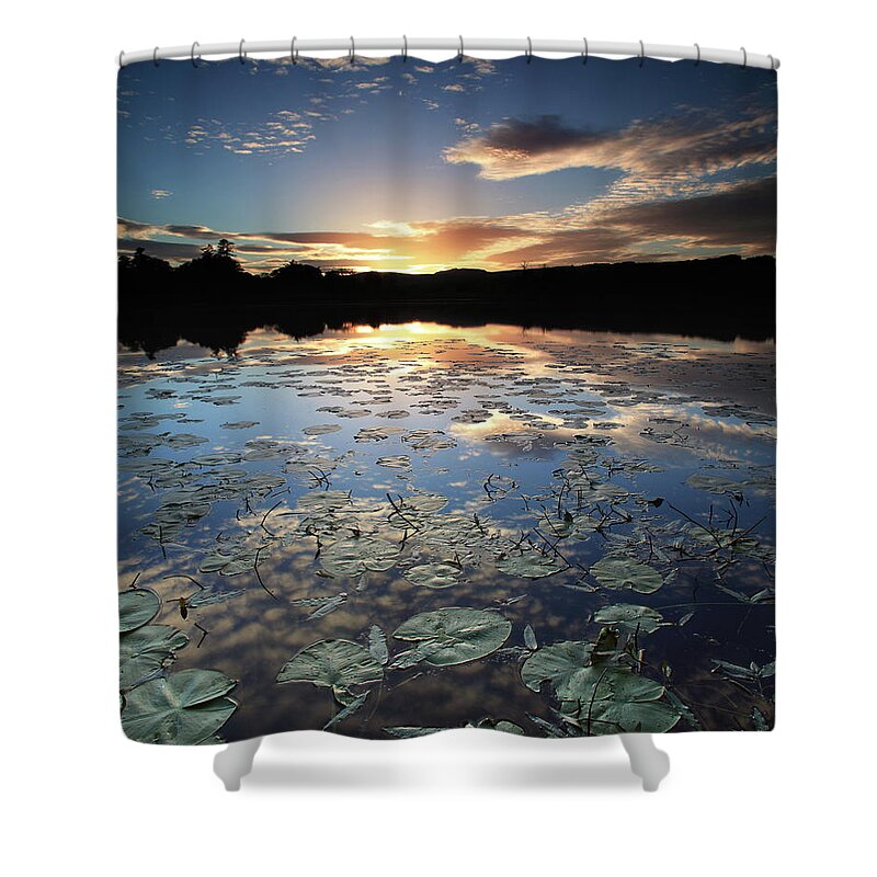 Tranquility Shower Curtain featuring the photograph Lily Pond At Dusk by Angus Clyne