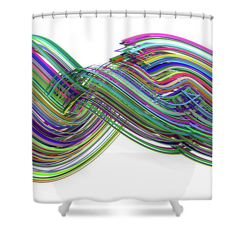 Colorful Shower Curtain featuring the digital art Lines and Curves 3 by Scott Norris
