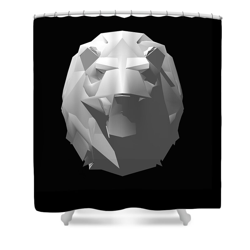 Lion Shower Curtain featuring the digital art Lion by Robert Bissett