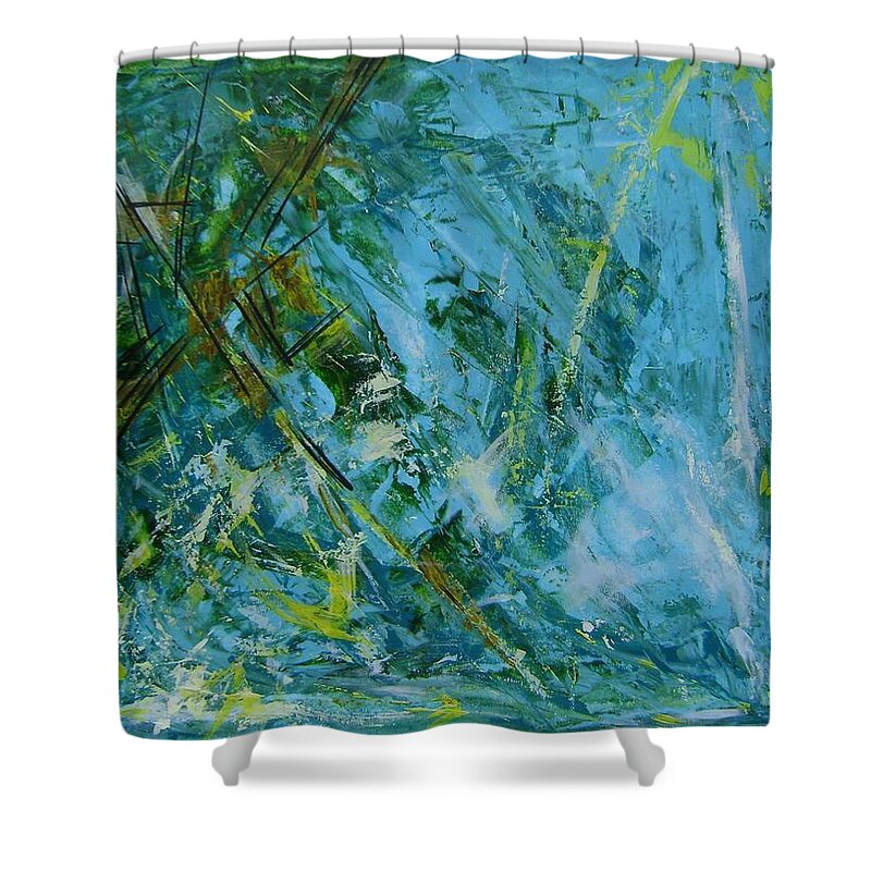Listen I Shower Curtain featuring the painting Listen I by Therese Legere