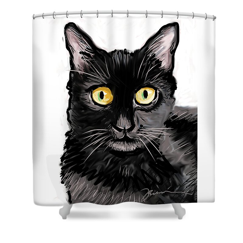 Cat Shower Curtain featuring the painting Little Bear by Jean Pacheco Ravinski