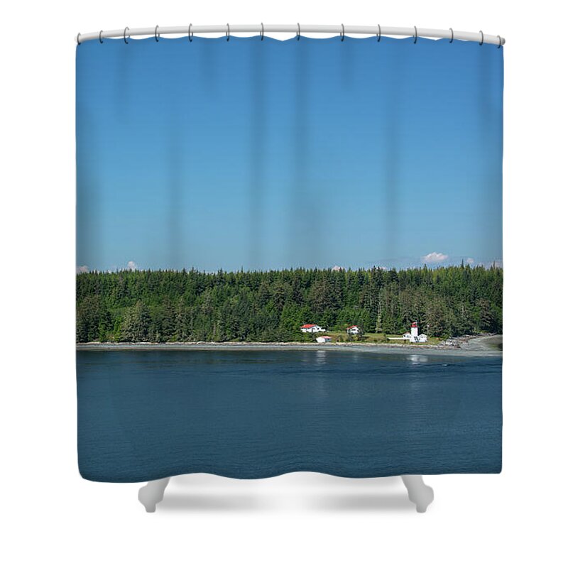 Alert Bay Shower Curtain featuring the photograph Little British Columbia Lighthouse by Douglas Wielfaert
