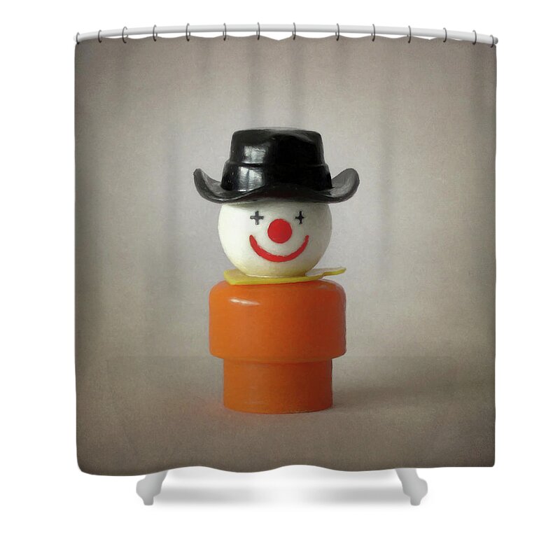 Black Shower Curtain featuring the photograph Little People Toy Cowboy by David and Carol Kelly