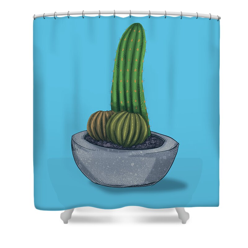 Cactus Shower Curtain featuring the drawing Little Prick by Ludwig Van Bacon