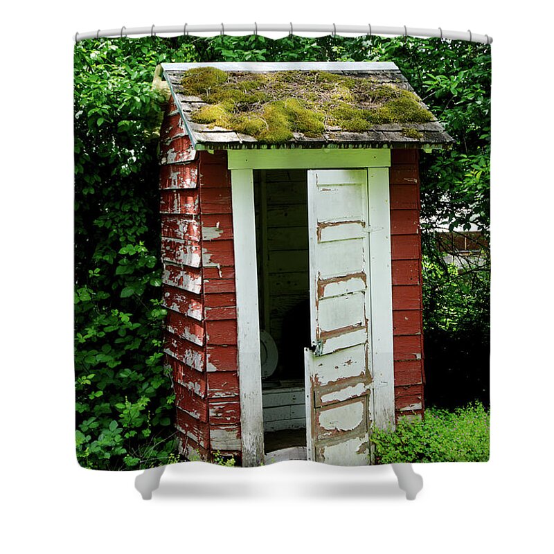 Cathy Anderson Shower Curtain featuring the photograph Little Red Outhouse by Cathy Anderson