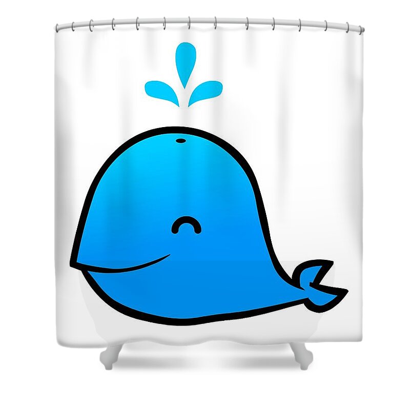 White Background Shower Curtain featuring the digital art Little Whale by Ana Villanueva