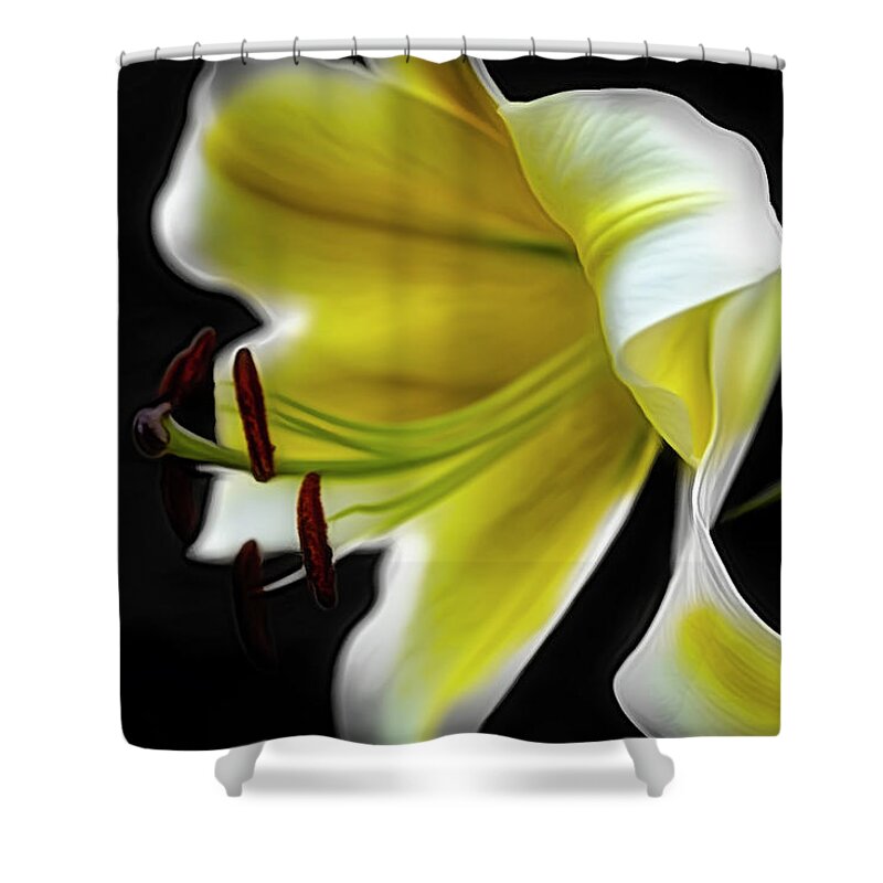 Lily Shower Curtain featuring the digital art Living in the Dark by Renette Coachman