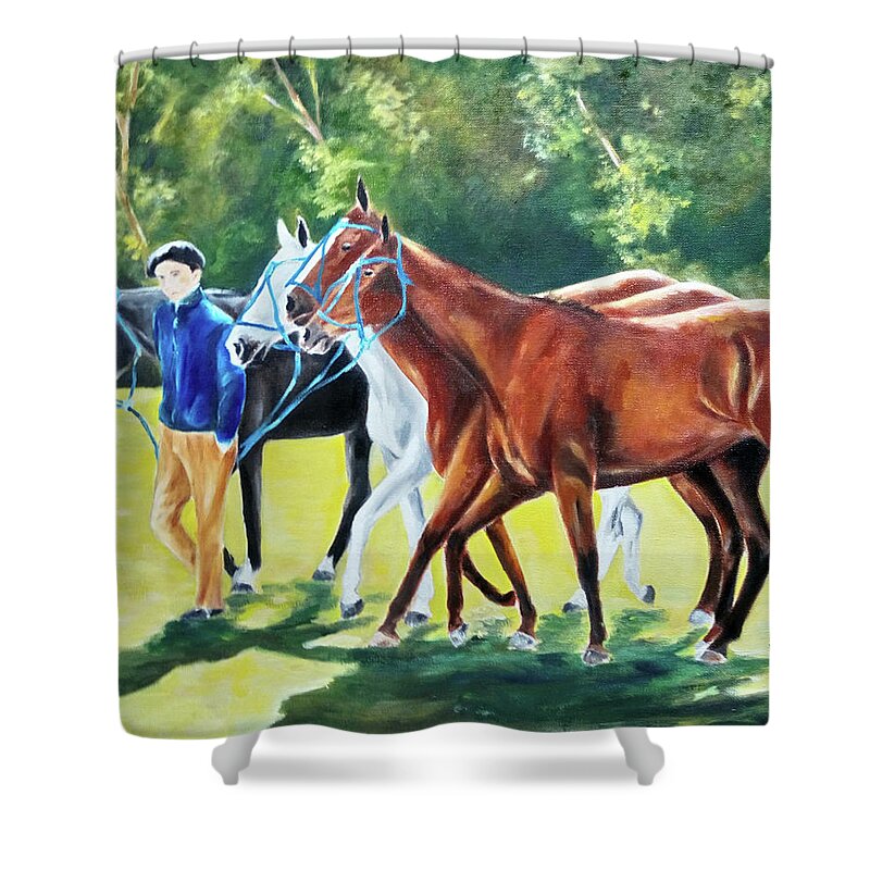 Wallpaint Shower Curtain featuring the painting Llegada by Carlos Jose Barbieri