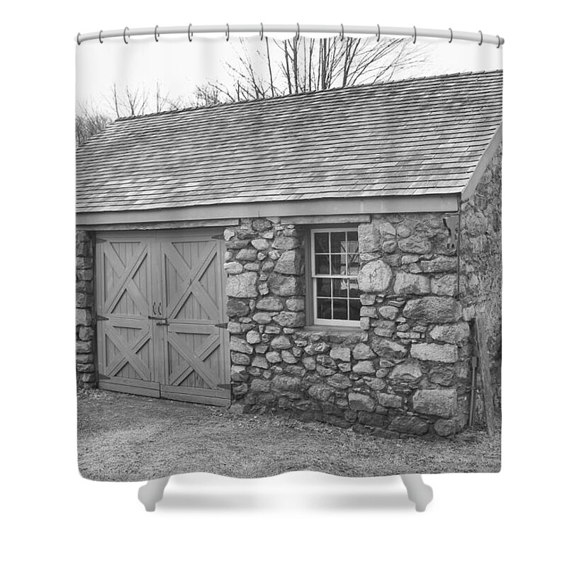Waterloo Village Shower Curtain featuring the photograph Lock House, Detail - Waterloo Village by Christopher Lotito