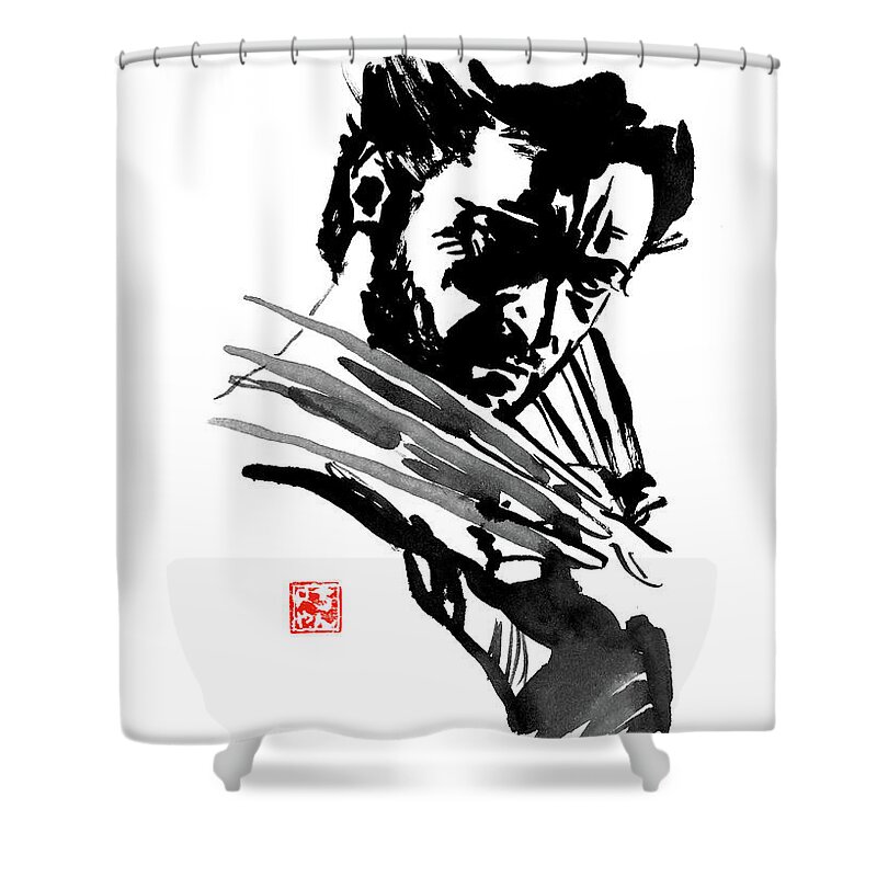 Logan Shower Curtain featuring the painting Logan by Pechane Sumie