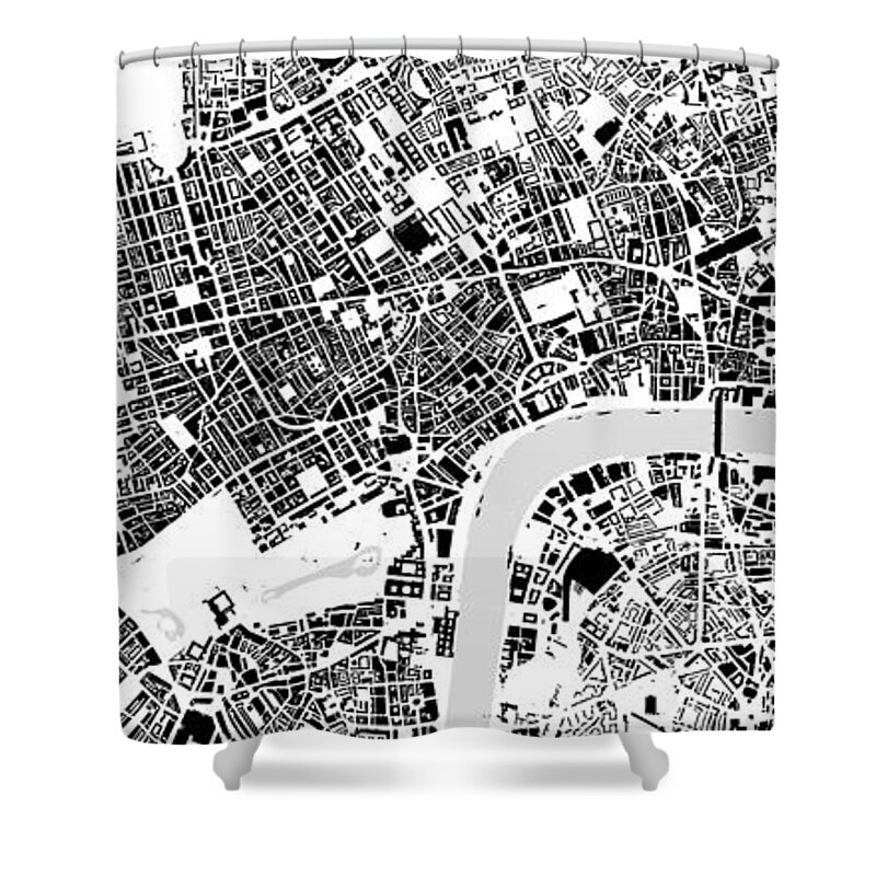City Shower Curtain featuring the digital art London building map by Christian Pauschert