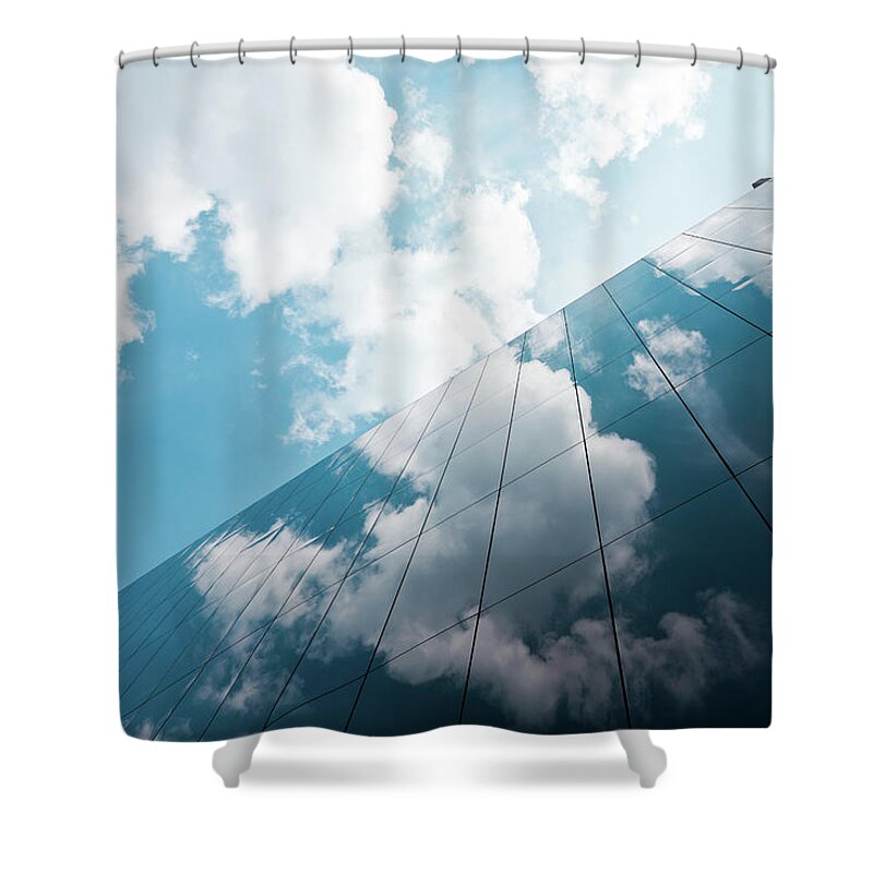 Working Shower Curtain featuring the photograph London Corporate Buildings by Zodebala